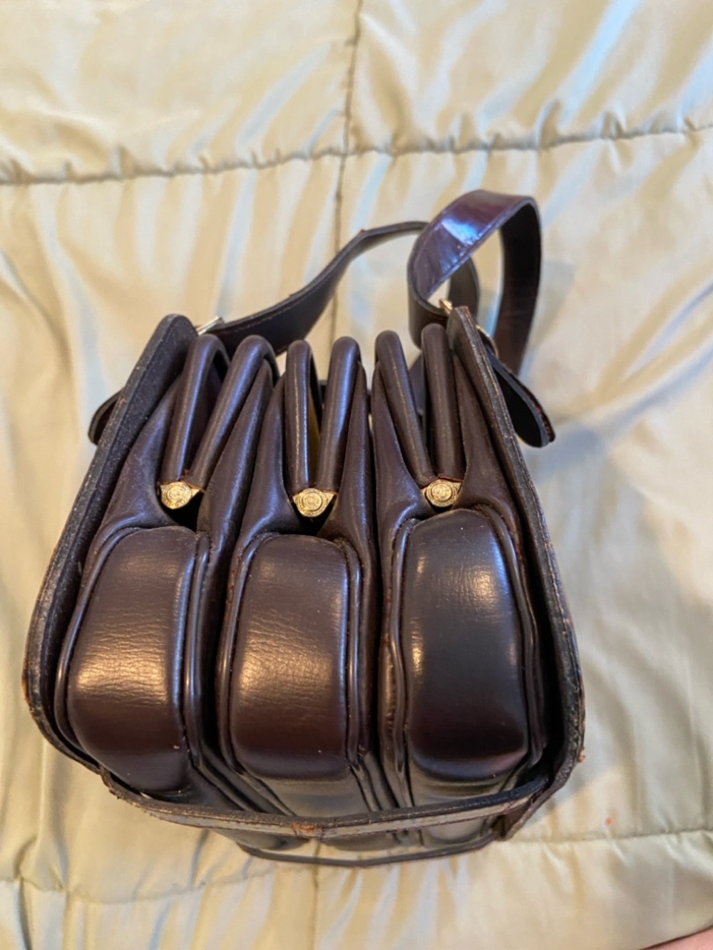 Vintage Croc-Embossed Leather Handbag in Deep Burgundy - Picture 8 of 9